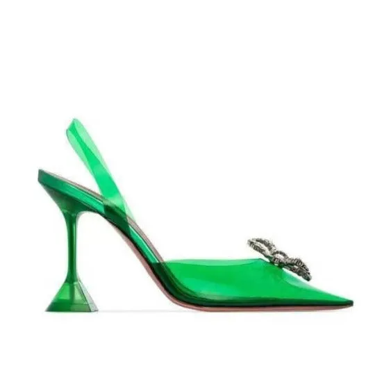 ANNA HIGH HEEL TRASPARENT DOUBLE BOW PUMPS SANDALS