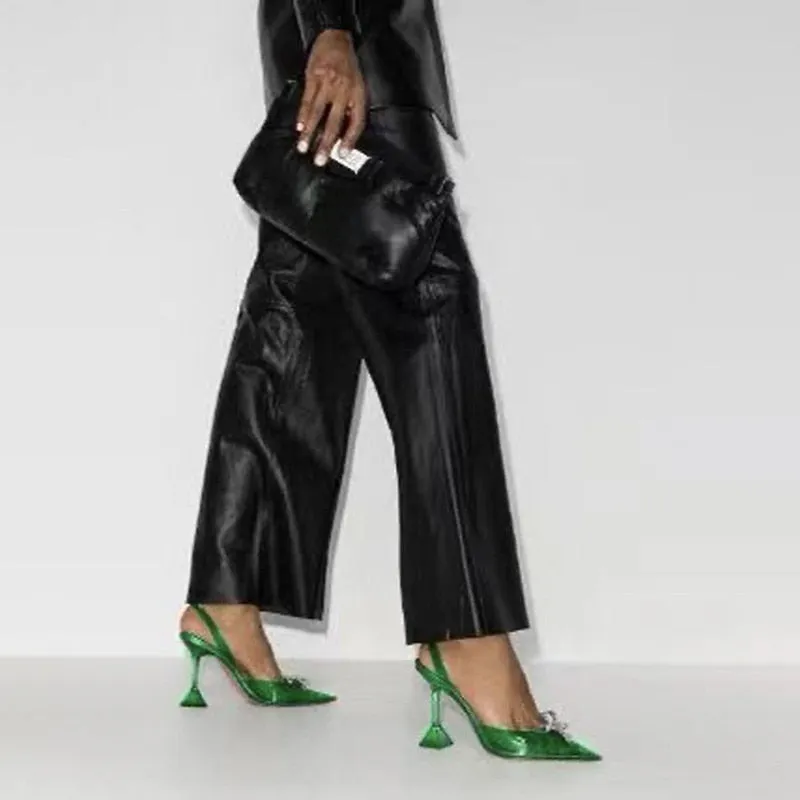 ANNA HIGH HEEL TRASPARENT DOUBLE BOW PUMPS SANDALS