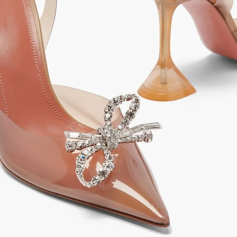 ANNA HIGH HEEL TRASPARENT DOUBLE BOW PUMPS SANDALS