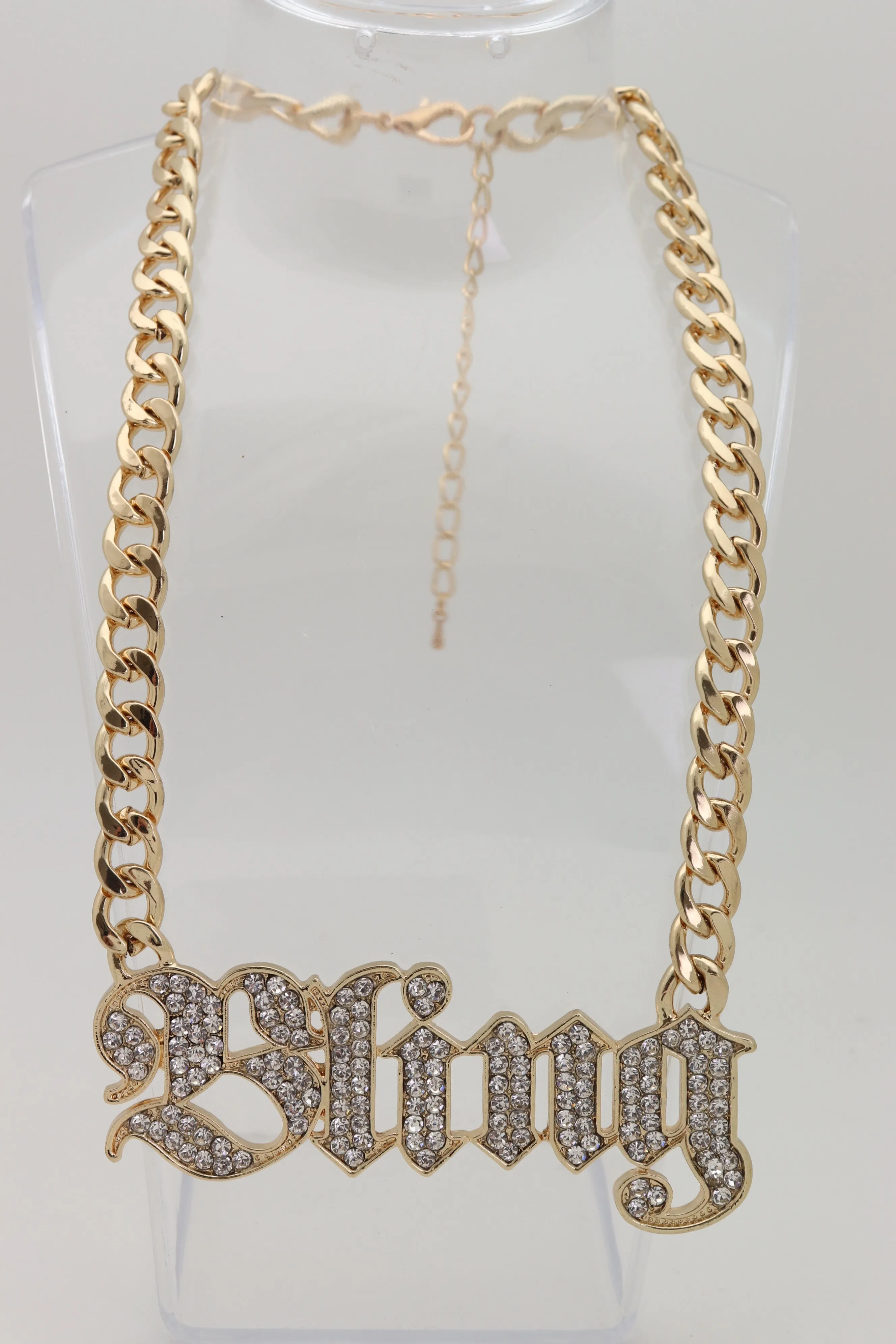 Big BLING Pendant Gold Chain Necklace