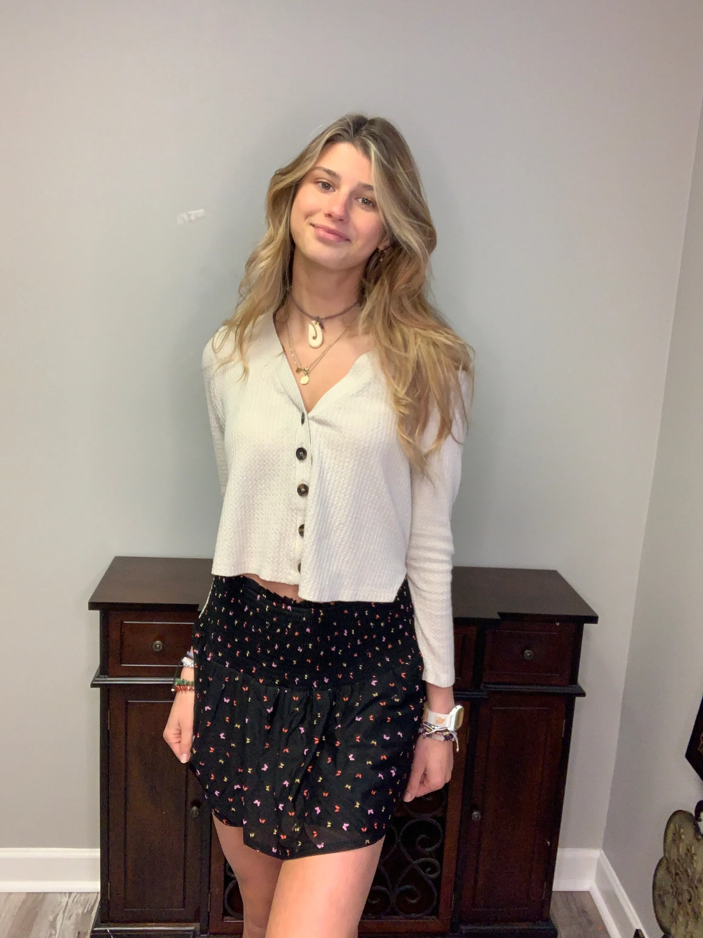 Black Flowy Butterfly Skort