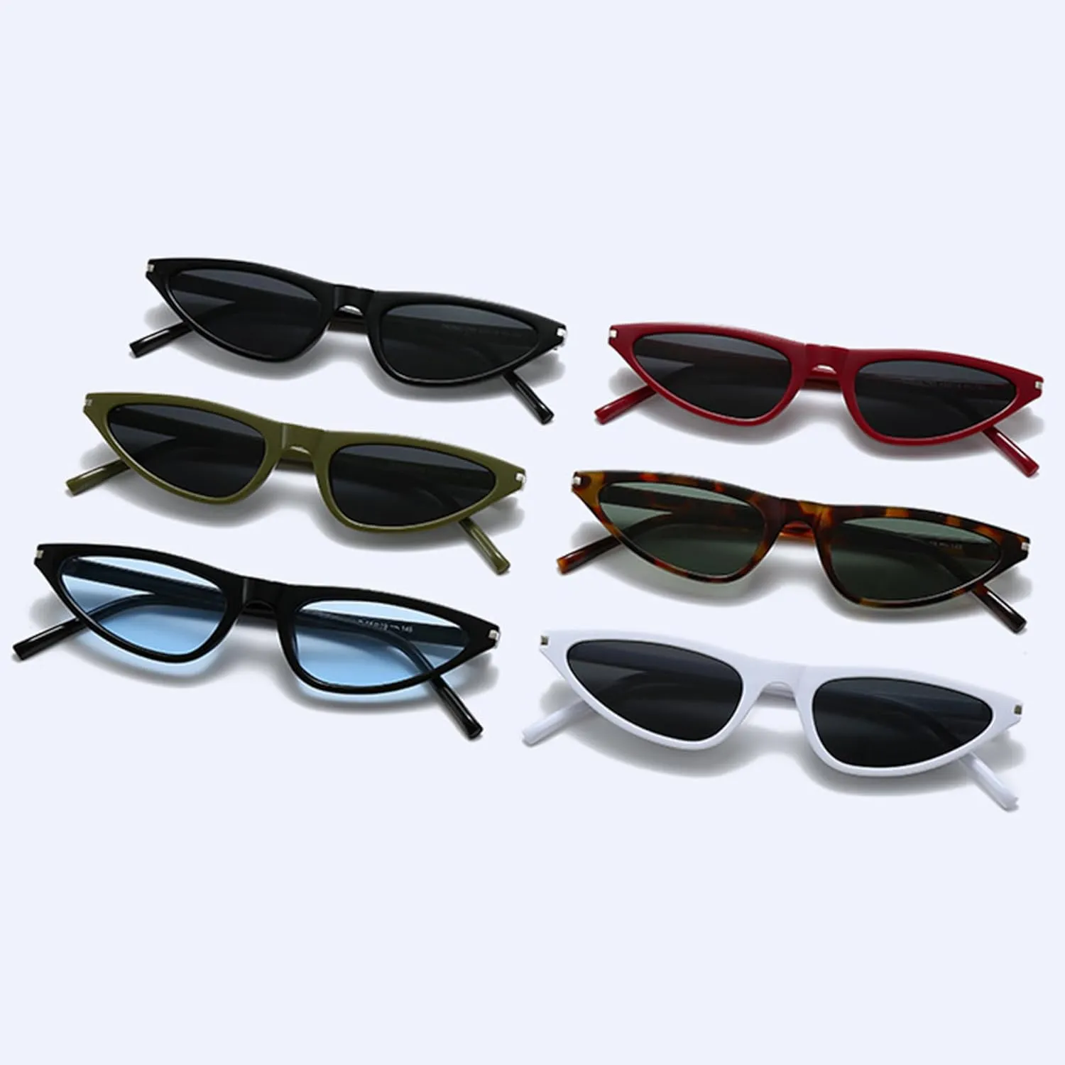 bullabulling Retro Vintage Narrow Cat Eye Sunglasses for Women 90s Small Chic Style Trendy Sunnies UV400