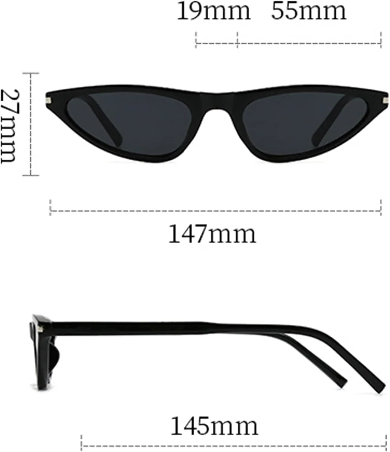 bullabulling Retro Vintage Narrow Cat Eye Sunglasses for Women 90s Small Chic Style Trendy Sunnies UV400