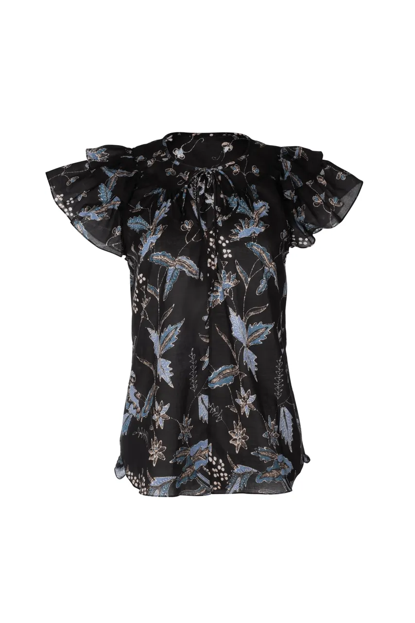 Butterfly Blouse - Navy Jasmine Batik