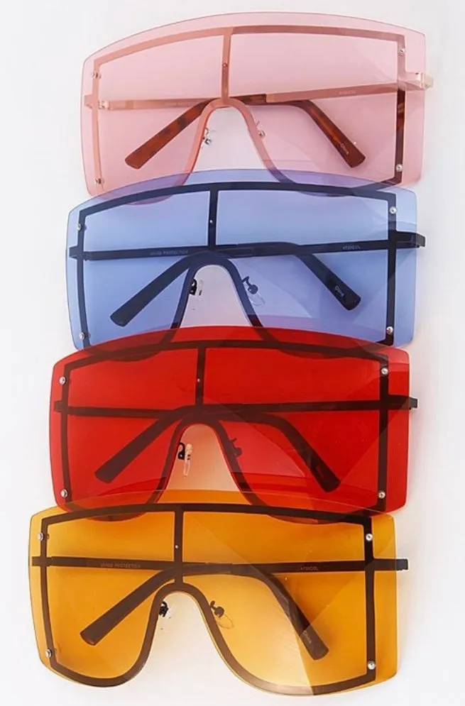 Candy Coated Flat Top Shield Sunglasses