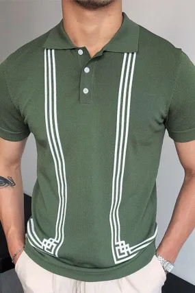 Casual Comfortable Green Short-Sleeved Polo Shirt