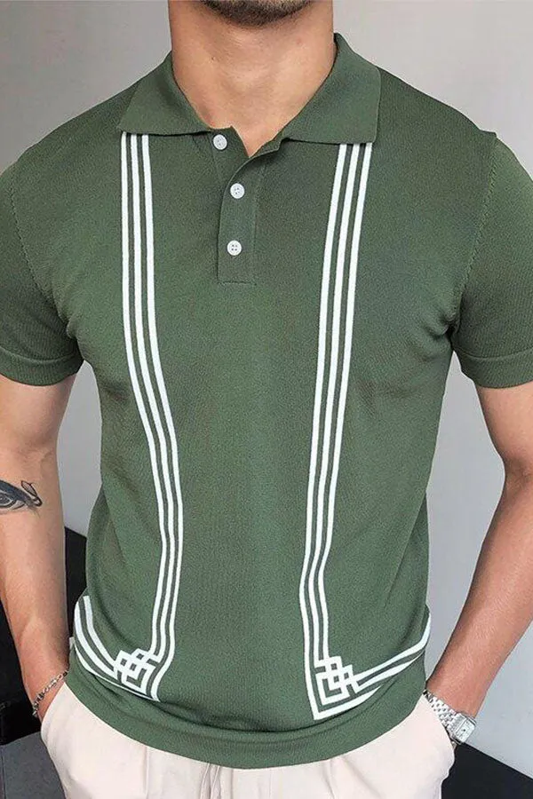 Casual Comfortable Green Short-Sleeved Polo Shirt