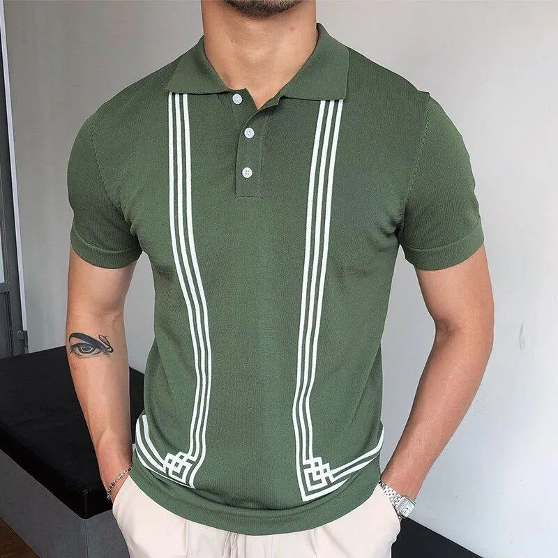 Casual Comfortable Green Short-Sleeved Polo Shirt