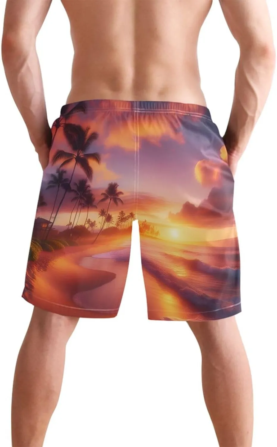 CHIFIGNO Chic Houndstooth Black White Mens Beach Shorts, Small Quick Dry Beach Shorts, Surf Trunks Men