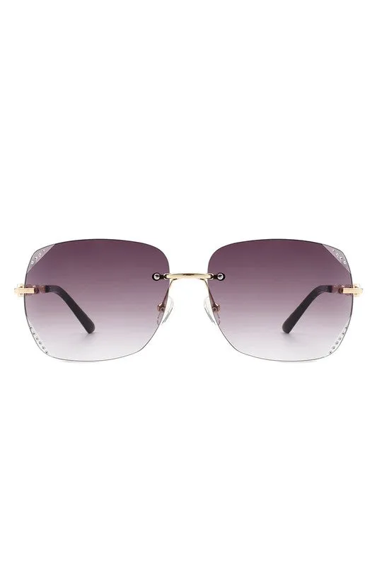 Classic Rimless Chic Square Fashion  Sunglasses