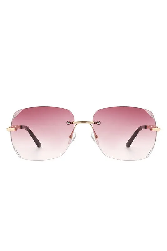 Classic Rimless Chic Square Fashion  Sunglasses