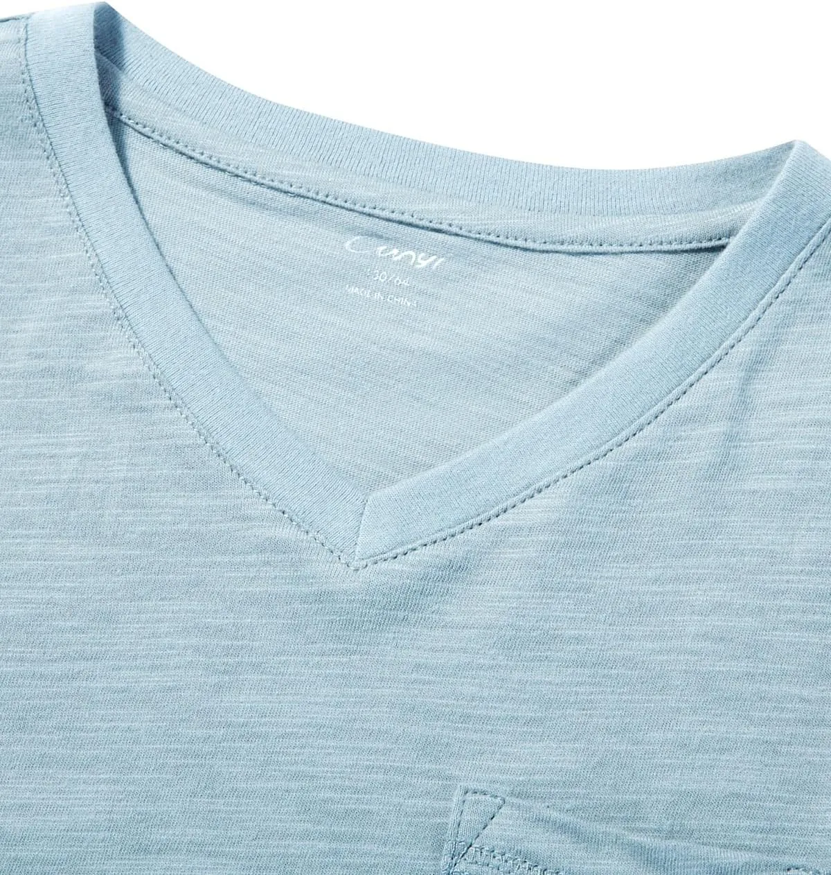 CUNYI Little Boys' V-Neck Pocket T-Shirt 100% Cotton Short Sleeve Solid Summer Tops