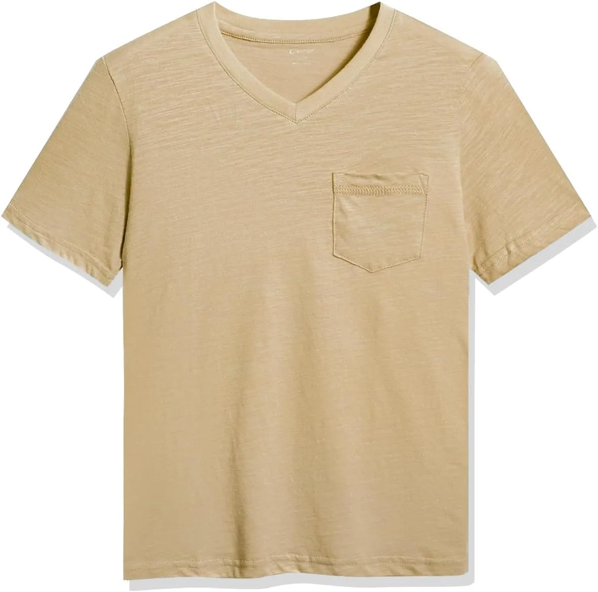 CUNYI Little Boys' V-Neck Pocket T-Shirt 100% Cotton Short Sleeve Solid Summer Tops