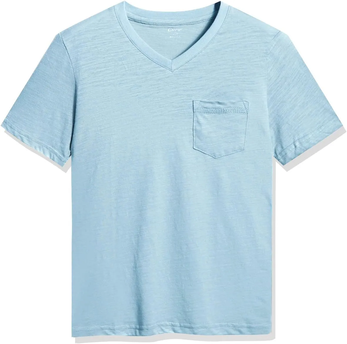 CUNYI Little Boys' V-Neck Pocket T-Shirt 100% Cotton Short Sleeve Solid Summer Tops
