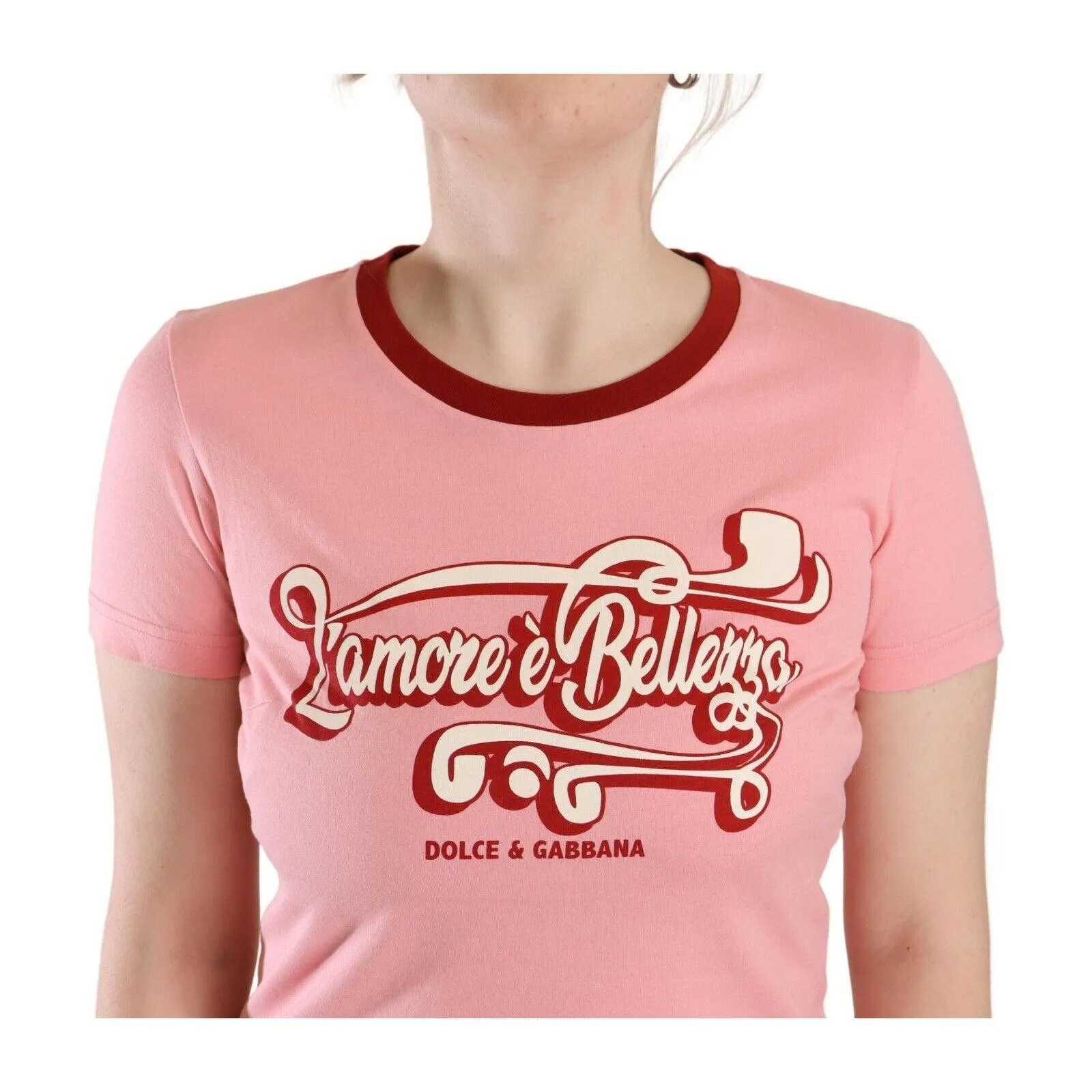Dolce & Gabbana Chic Pink Logo Crew Neck Tee