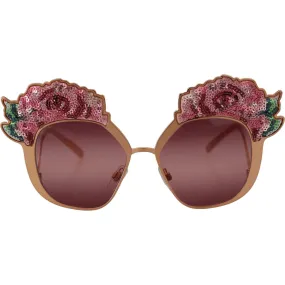 Dolce & Gabbana Chic Rose Sequin Embroidered Sunglasses