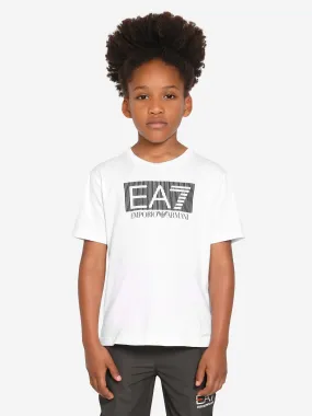 EA7 Emporio Armani Boys Train Visibility Logo T-Shirt in White