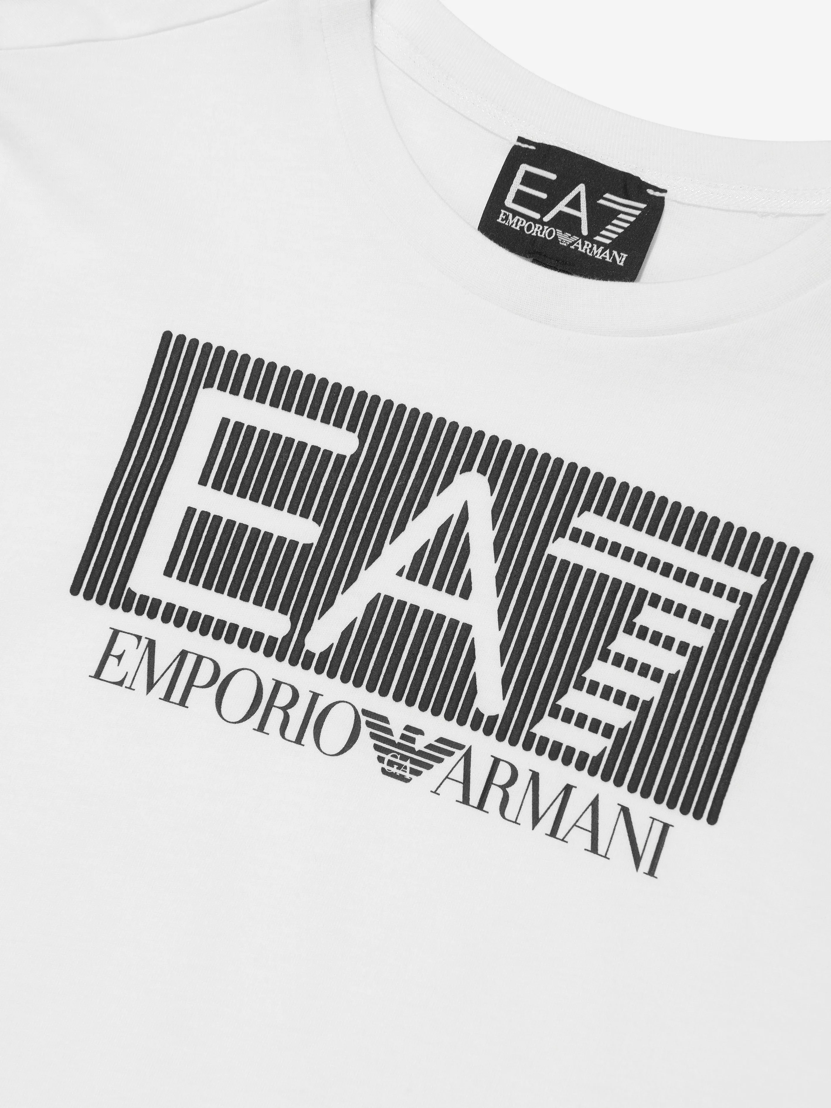 EA7 Emporio Armani Boys Train Visibility Logo T-Shirt in White