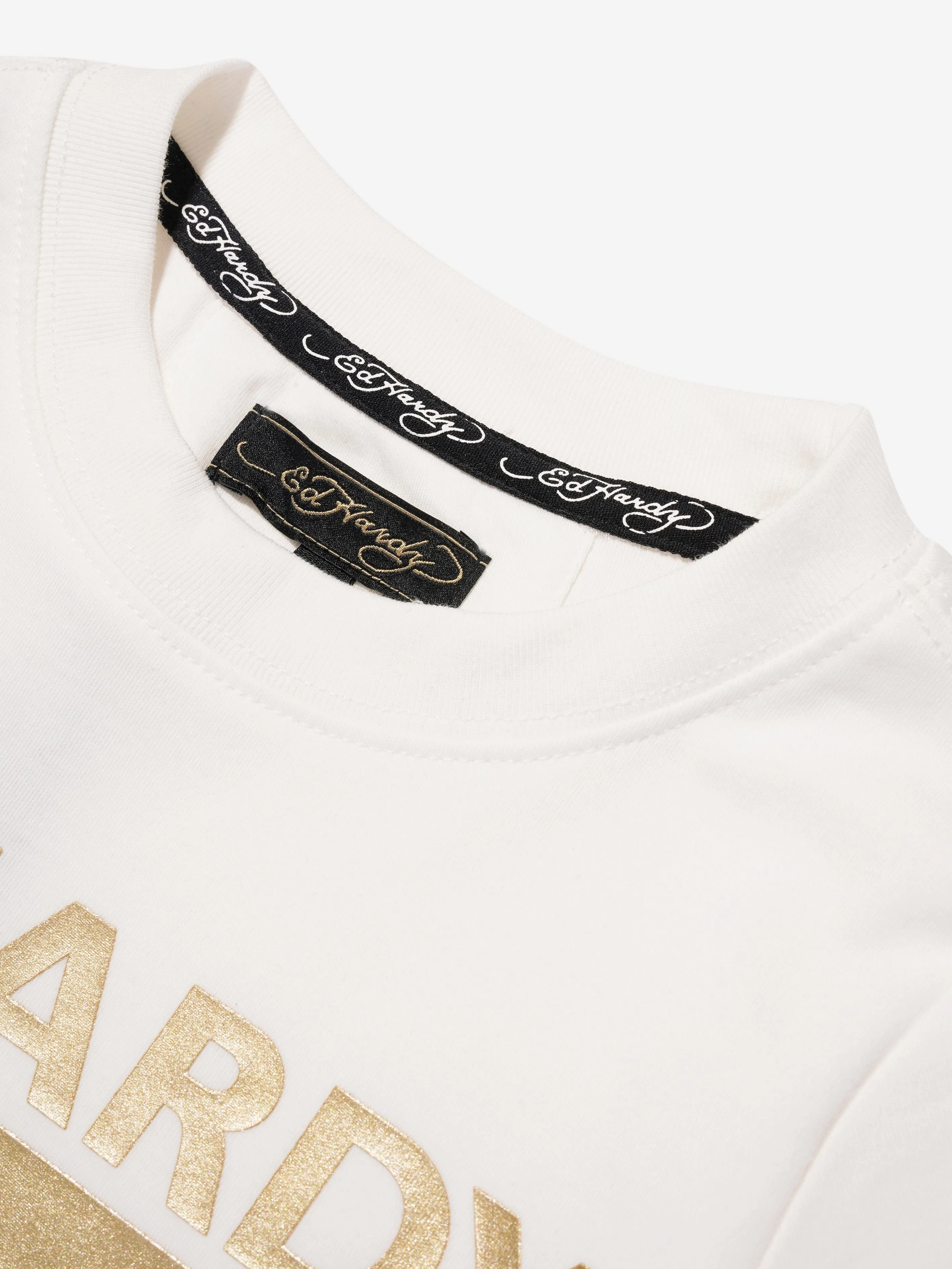 ED Hardy Girls Gold Label T-Shirt in White