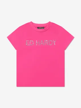 ED Hardy Girls Logo T-Shirt in Pink