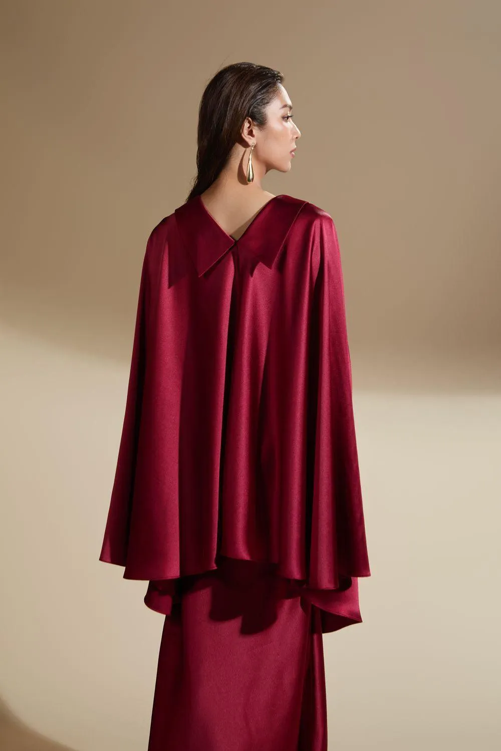 Emmalyn Fit and Flare Asymmetric Silk Satin Ankle Length Skirt