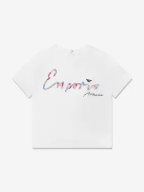 Emporio Armani Baby Girls Logo Print T-Shirt In White