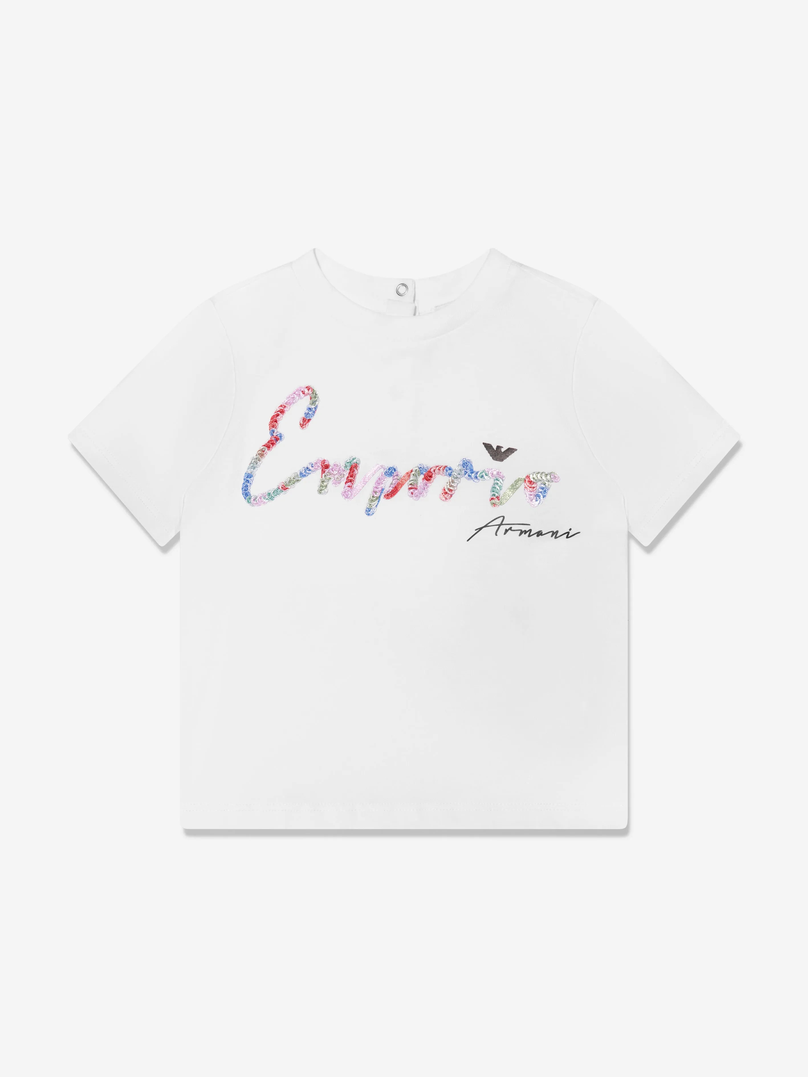 Emporio Armani Baby Girls Logo Print T-Shirt In White