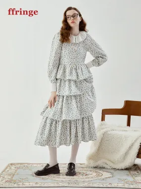 Feminine Tiered Flower Retro Long Cute Skirt