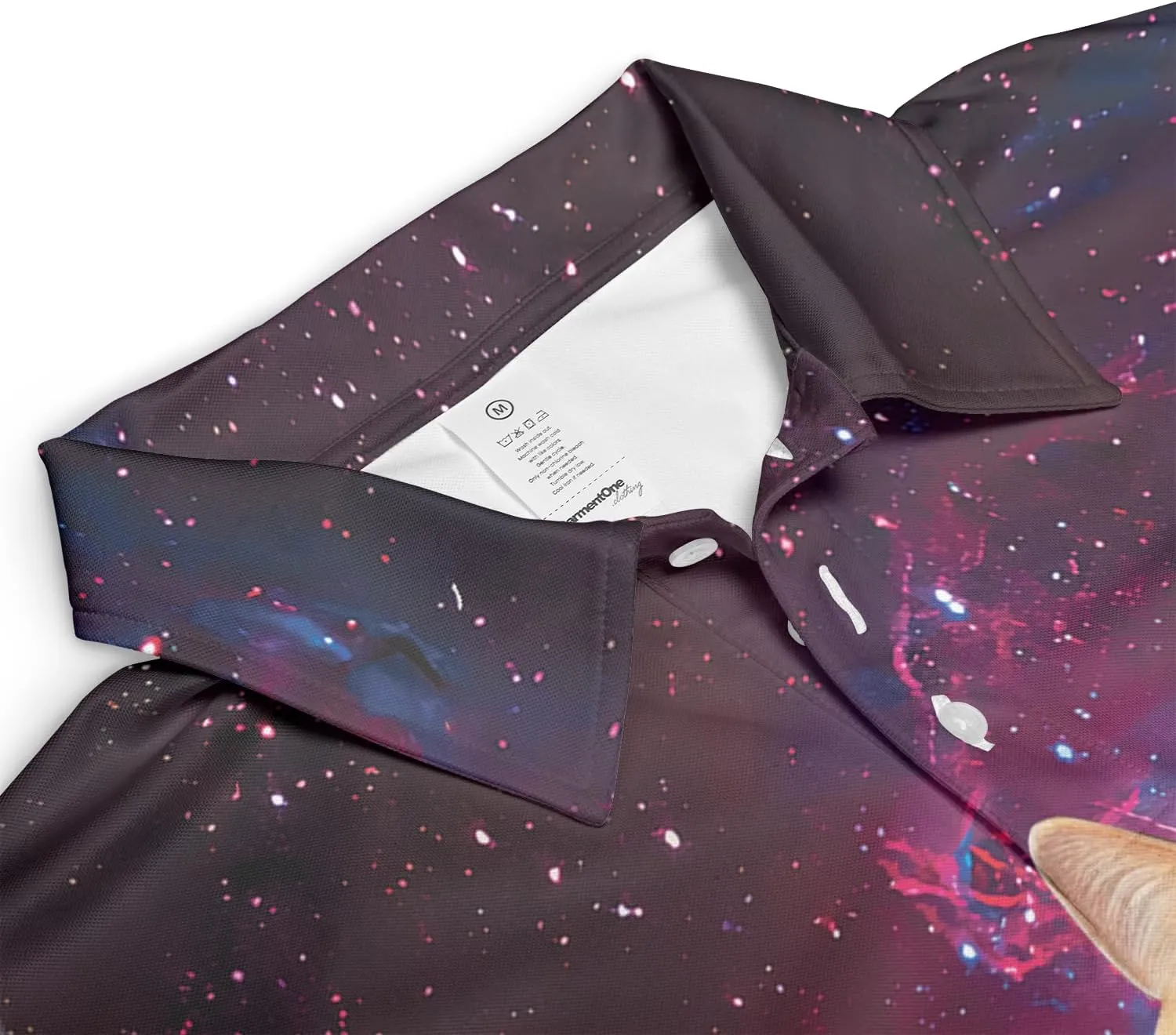 Funny Cat Polo Shirts for Men - Galaxy Cat Men's Regular Fit Quick Dry Golf Polo Shirt Series 02
