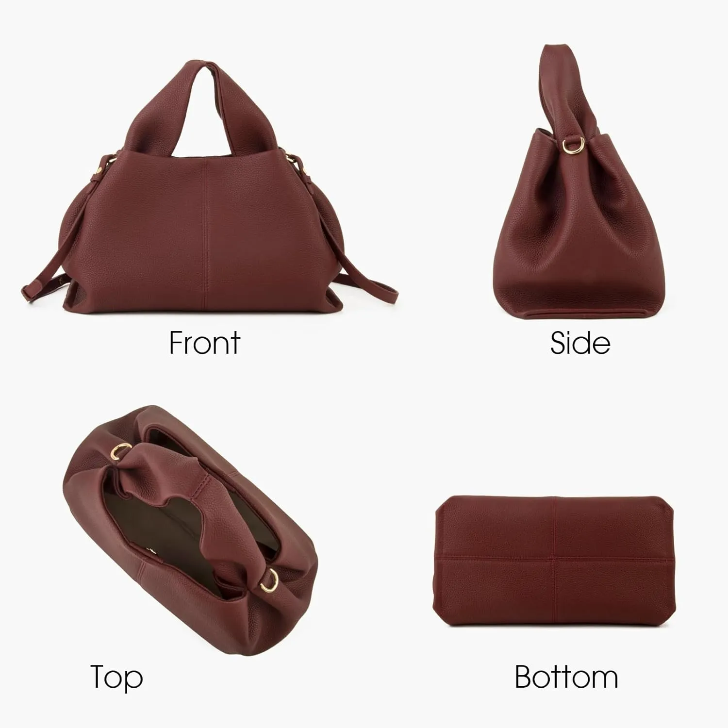 Genuine Leather Retro Shoulder Crossbody Bag for Women, Chic Dumpling Bag and Cute Cloud Handbag for Women