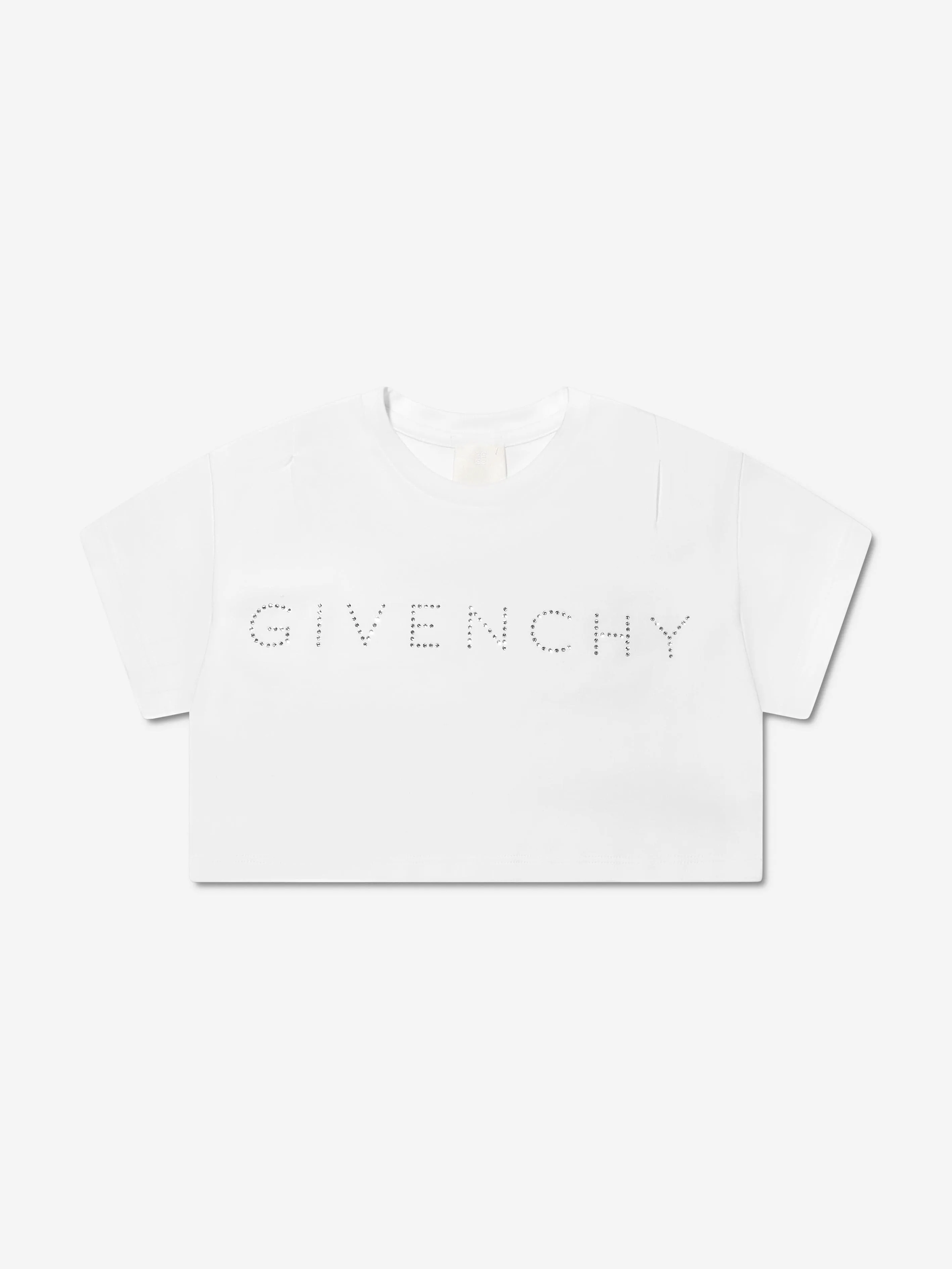 Givenchy Girls Swarovski Strass Logo T-Shirt in White