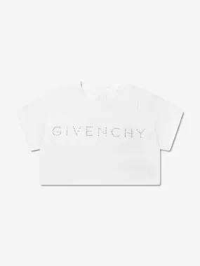 Givenchy Girls Swarovski Strass Logo T-Shirt in White