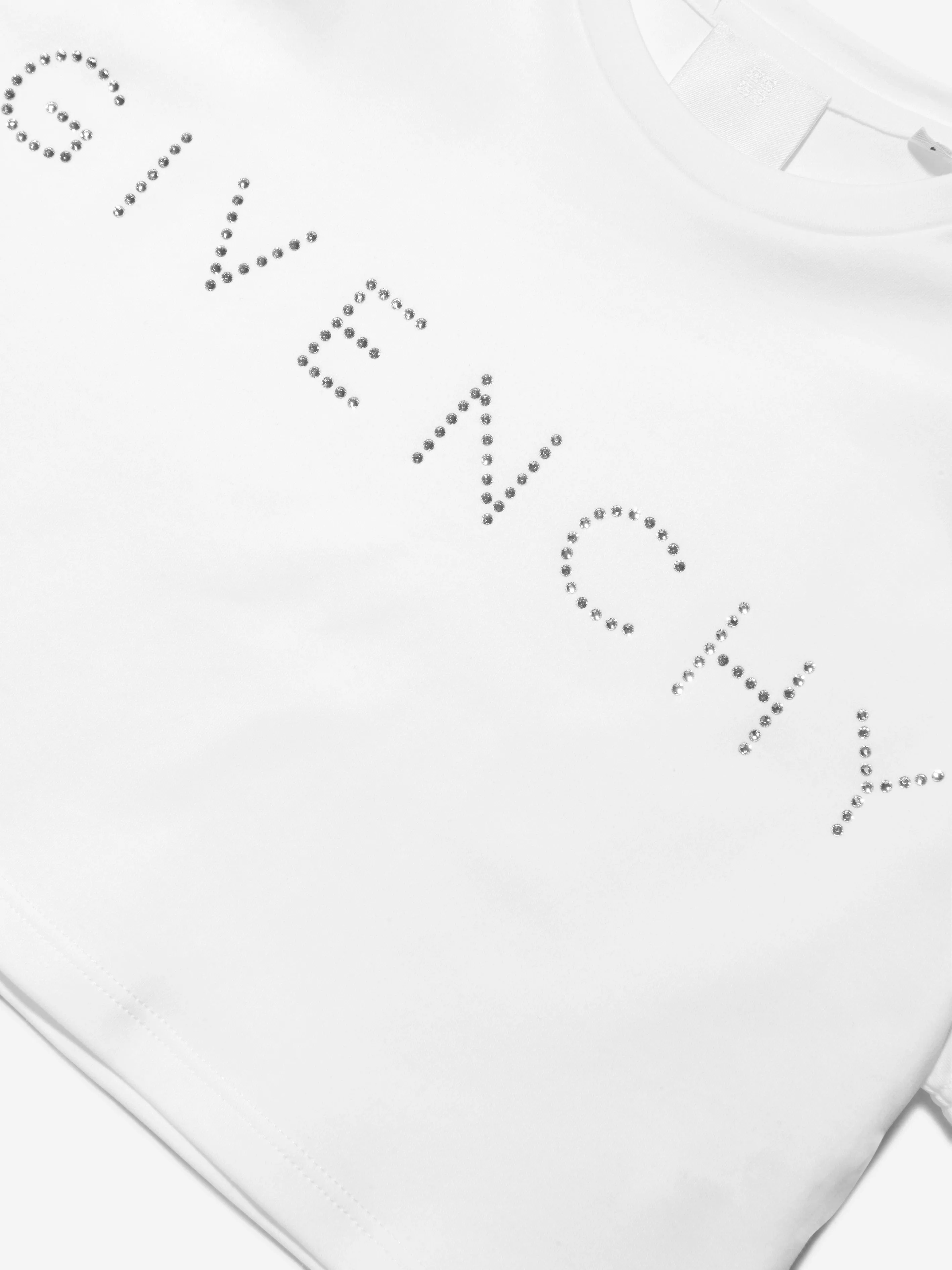 Givenchy Girls Swarovski Strass Logo T-Shirt in White