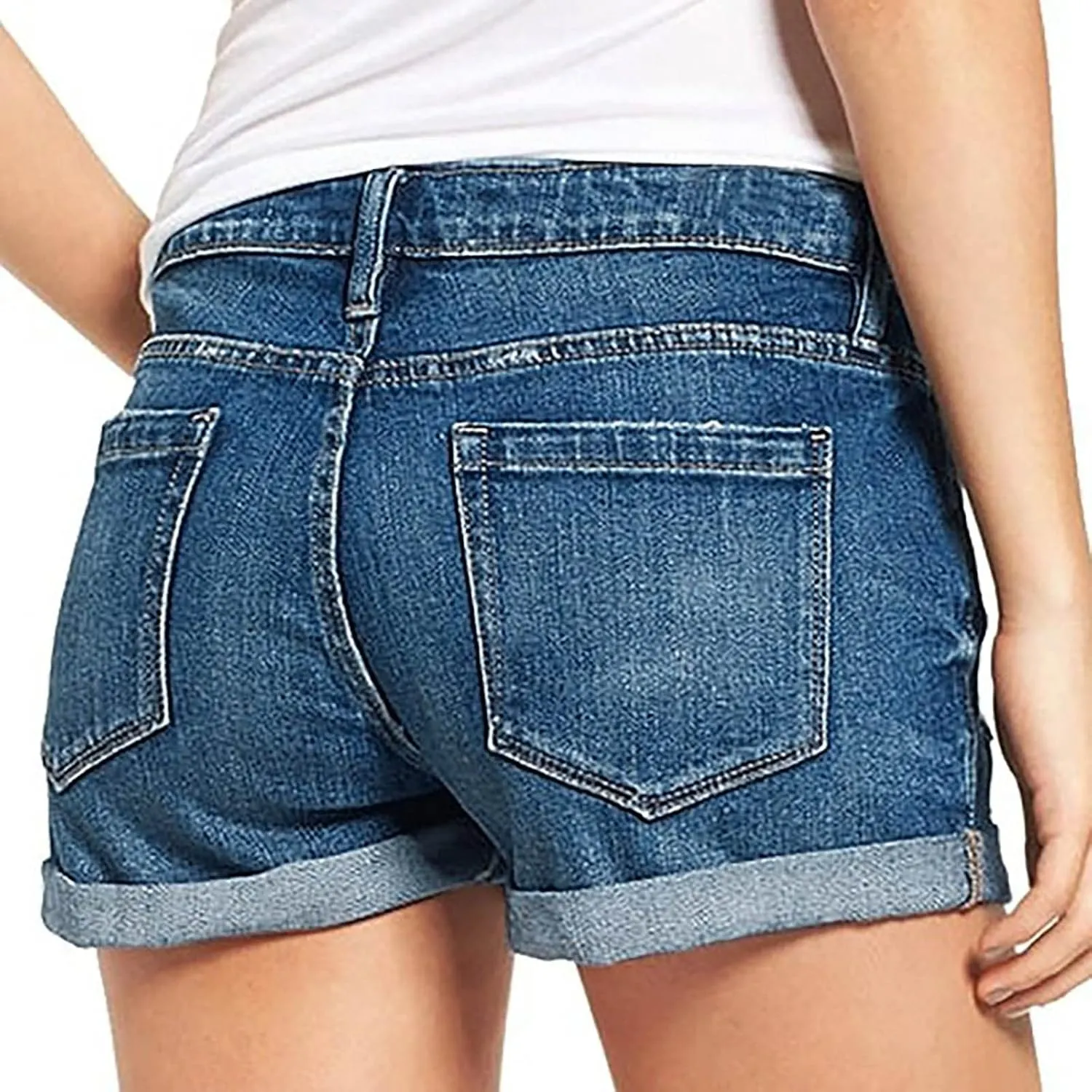 HGps8w Womens Teen Girls Chic Jean Shorts Distressed Ripped Denim Shorts High Waisted Casual Summer Streetwear Shorts