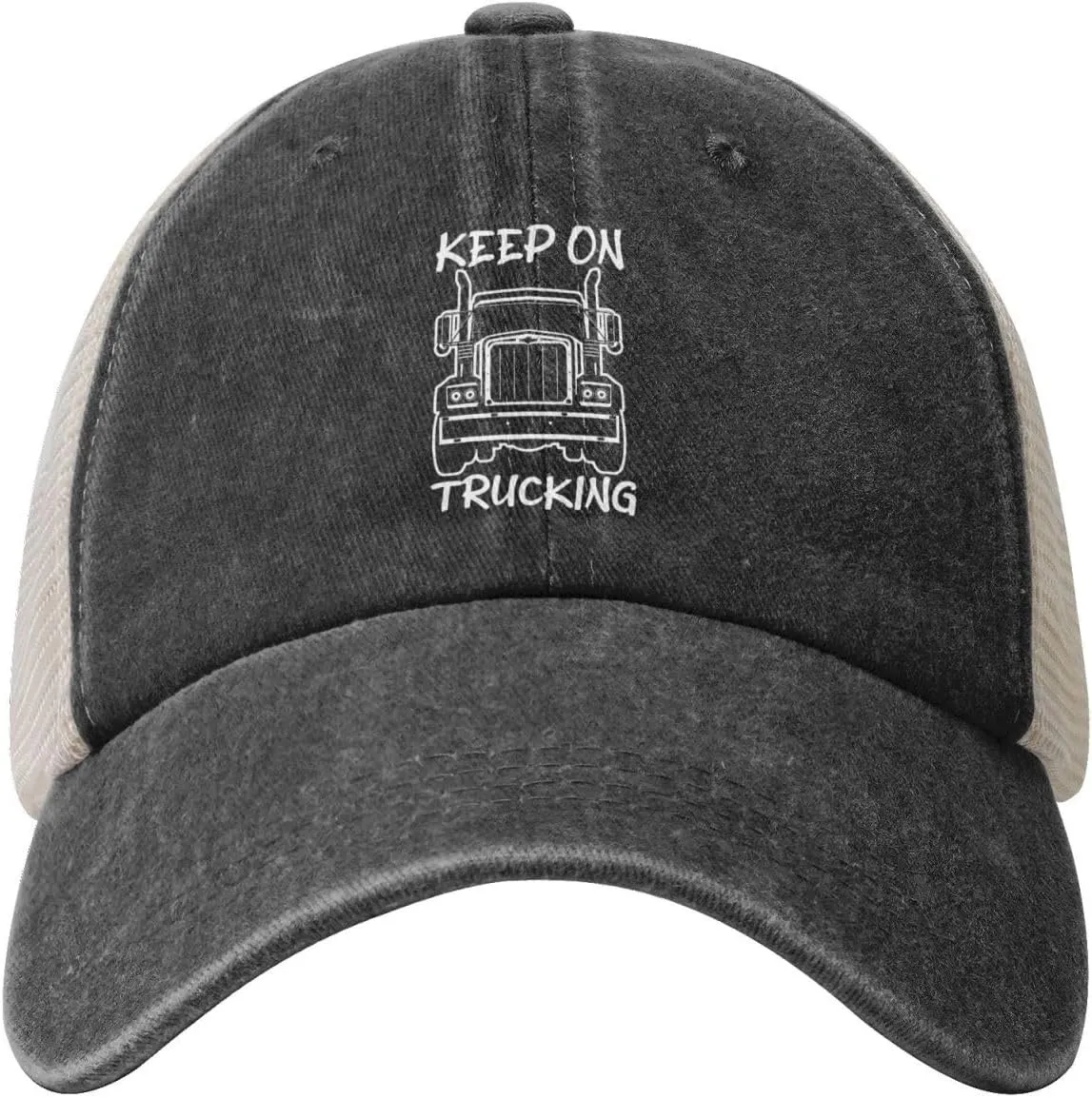 Keep On Trucking Denim Baseball Cap Trucker Hats Breathable Adjustable Snapback