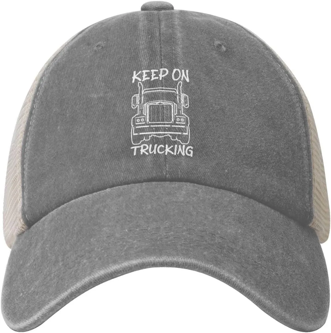 Keep On Trucking Denim Baseball Cap Trucker Hats Breathable Adjustable Snapback