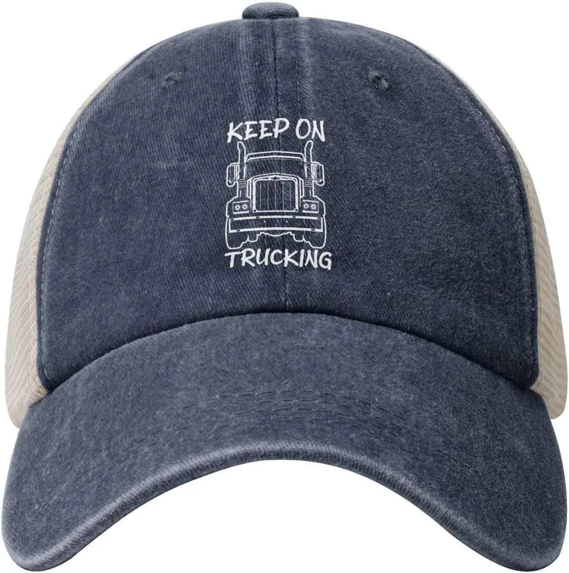 Keep On Trucking Denim Baseball Cap Trucker Hats Breathable Adjustable Snapback