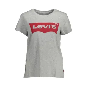 Levi's Chic Gray Logo Print Tee for Casual Elegance