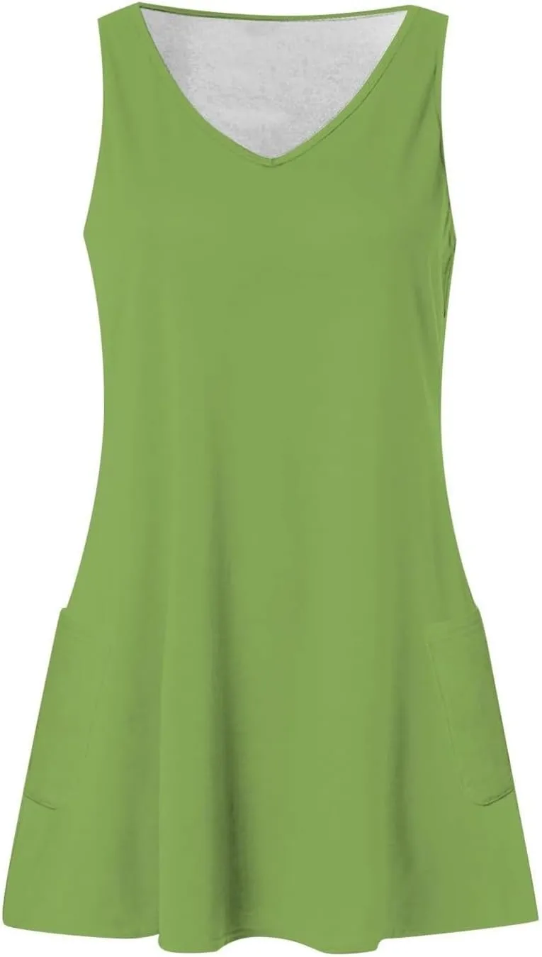 LRMQS Spring Summer Dresses for Women 2025 Vacation Sleeveless Short Sundress Flowy Casual Tank Dress Trendy Beach Cover ups