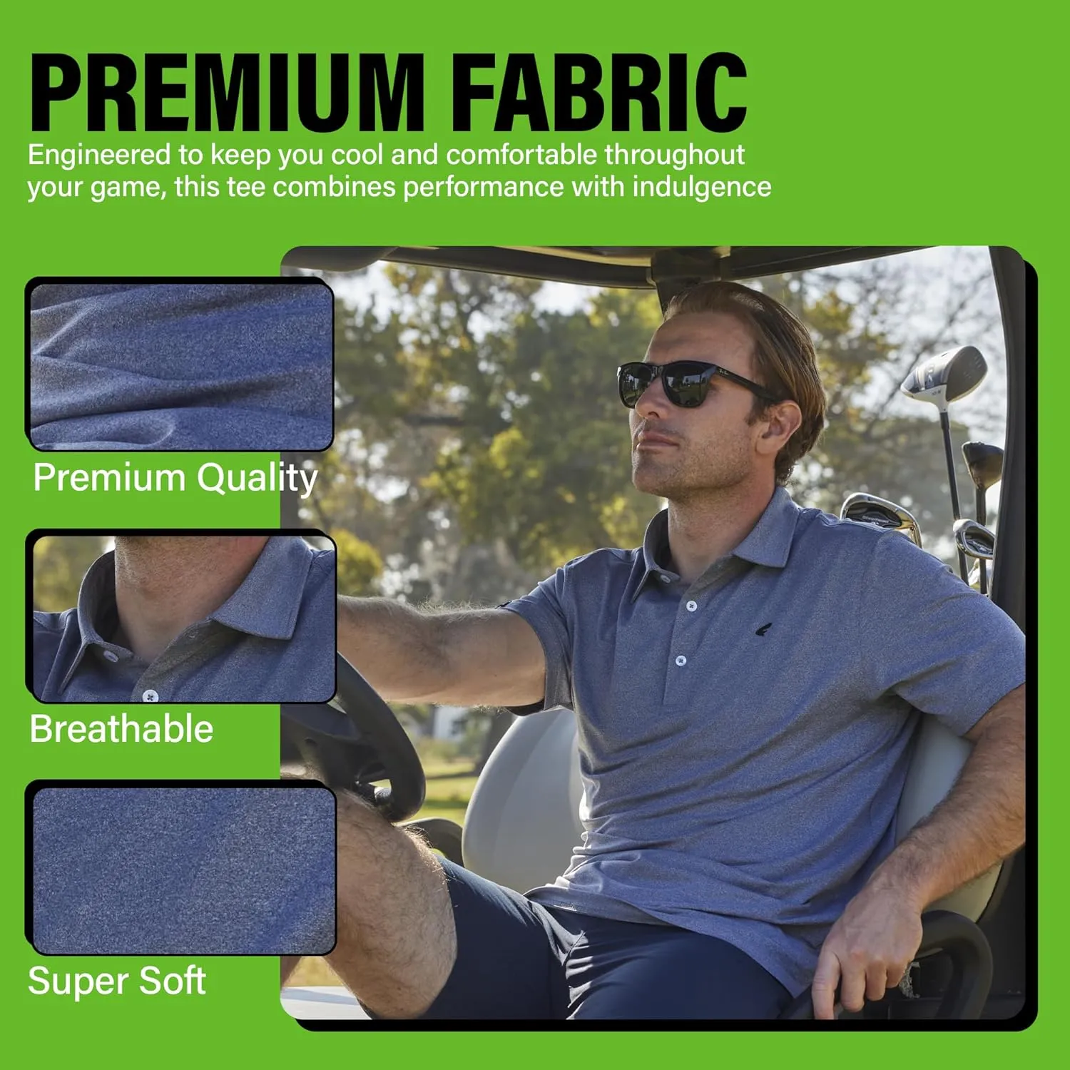 Mens Golf Polo Shirt Lightweight & Quick Dry UPF 50  Flat-Knit Collar Polo Shirts for Men (S, M, L, XL, XXL)- Dry Fit