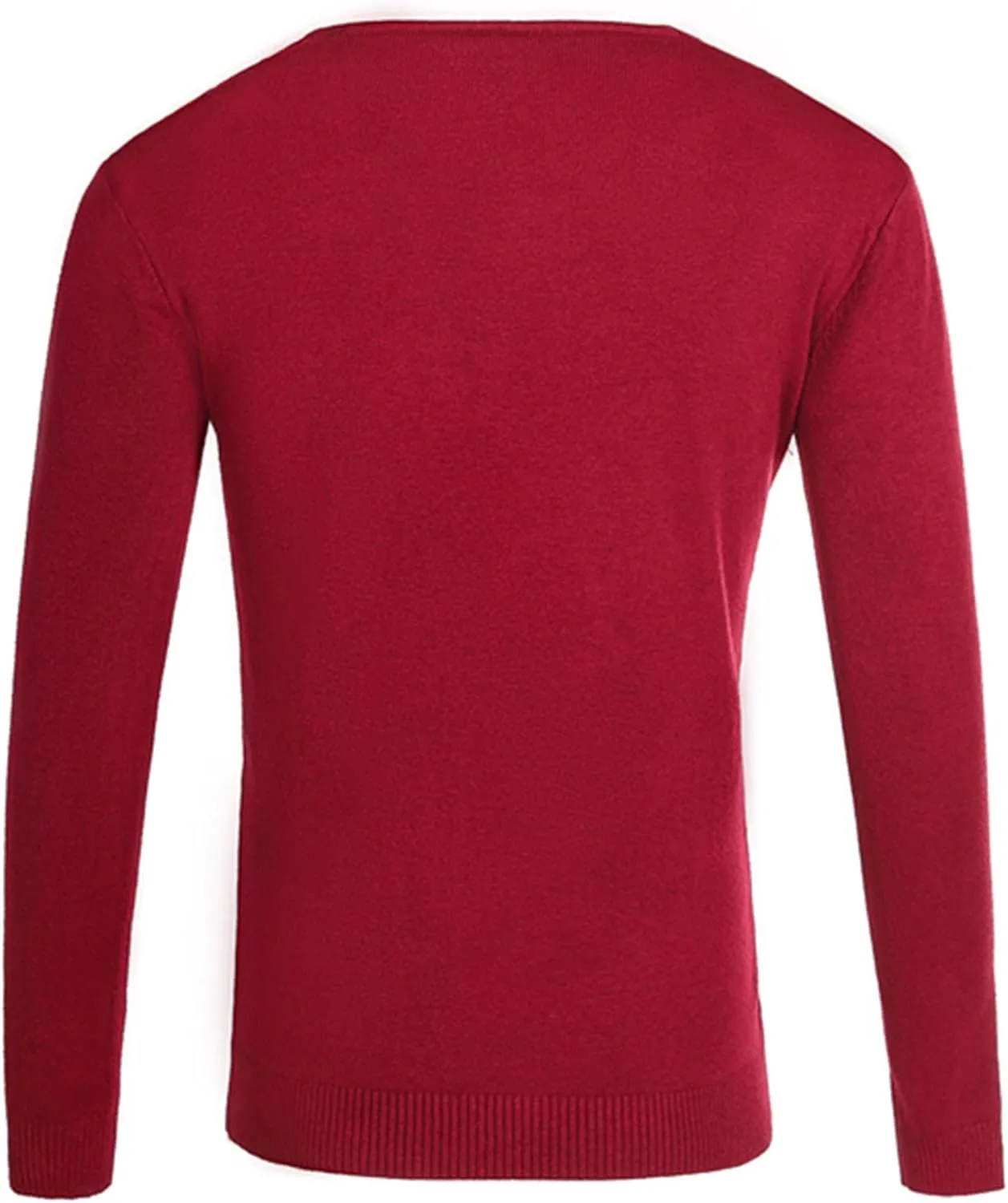 Men's Solid Color Slim V-Neck Sweater Pullover Thin Stylish Tops Lightweight Breathable Casual Sweatshirt