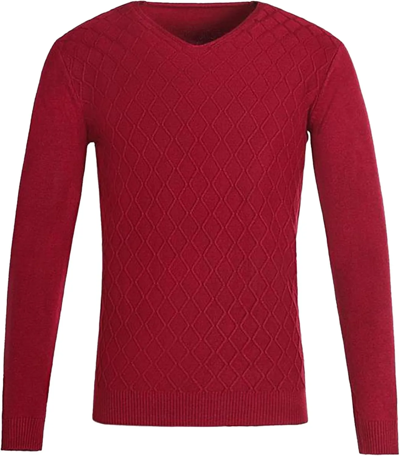 Men's Solid Color Slim V-Neck Sweater Pullover Thin Stylish Tops Lightweight Breathable Casual Sweatshirt