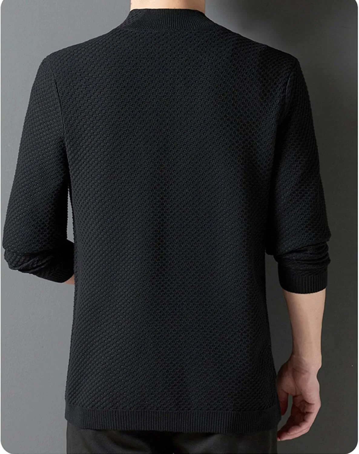 Men's V-Neck Stretchy Fleece Sweater Solid Color Casual Cardigan Coats Slim Soft Stylish Knitted Coats