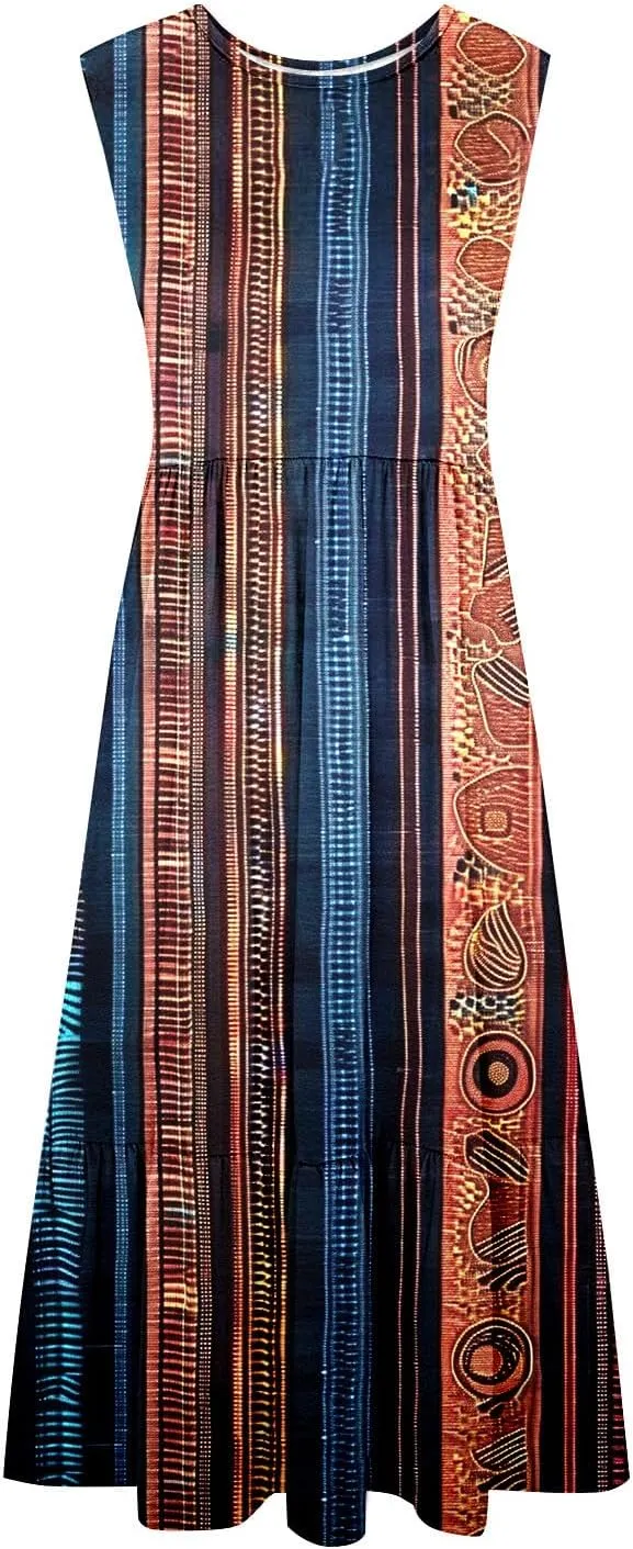Midi Dresses for Women Elegant Halter Dress Pleated Flowy Comfortable Soft Dress Summer Outing Dresses with Pockets