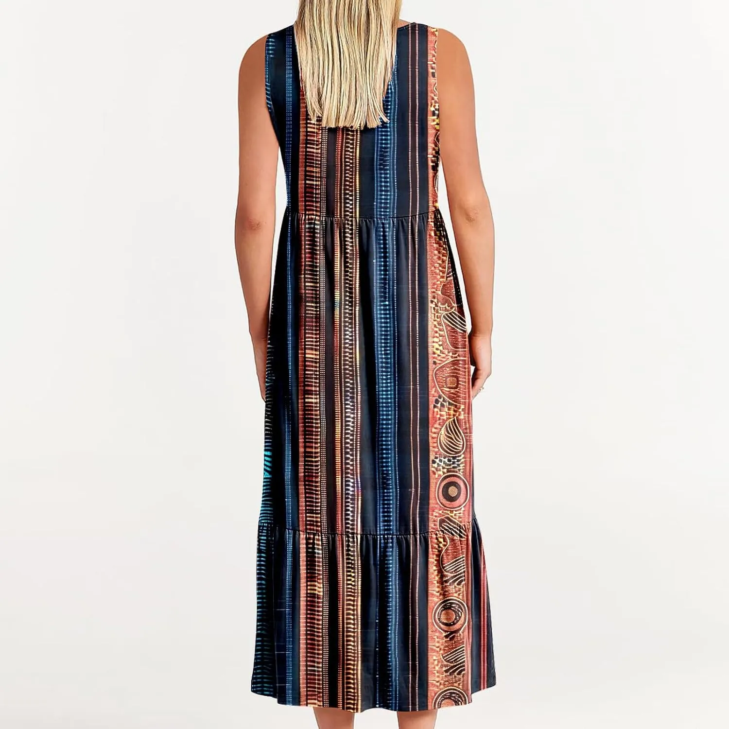 Midi Dresses for Women Elegant Halter Dress Pleated Flowy Comfortable Soft Dress Summer Outing Dresses with Pockets
