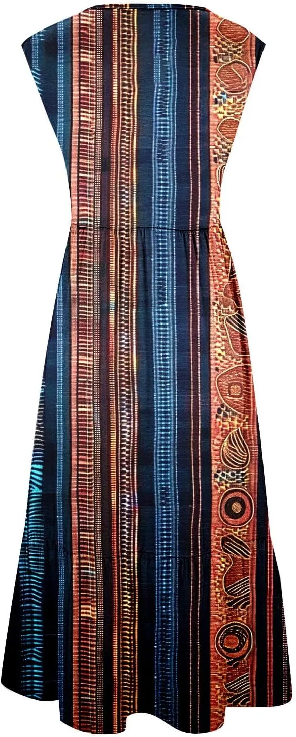 Midi Dresses for Women Elegant Halter Dress Pleated Flowy Comfortable Soft Dress Summer Outing Dresses with Pockets