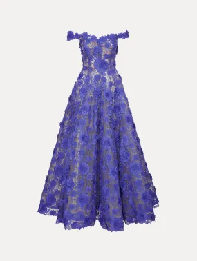 Off Shoulder Floral Guipure Gown