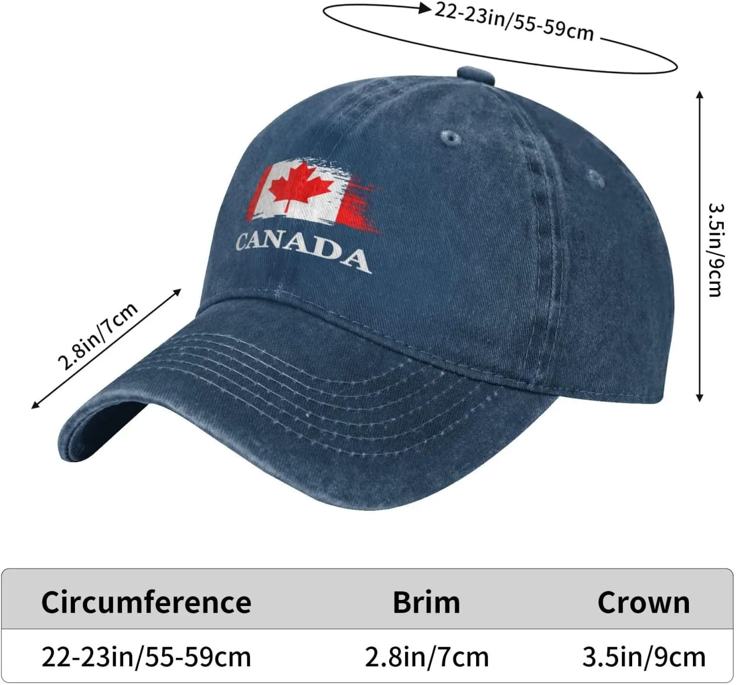 Personalized Brush Canadians Canada Flag Baseball Cap for Men Women Denim Twill Dad Hat Classic Hats