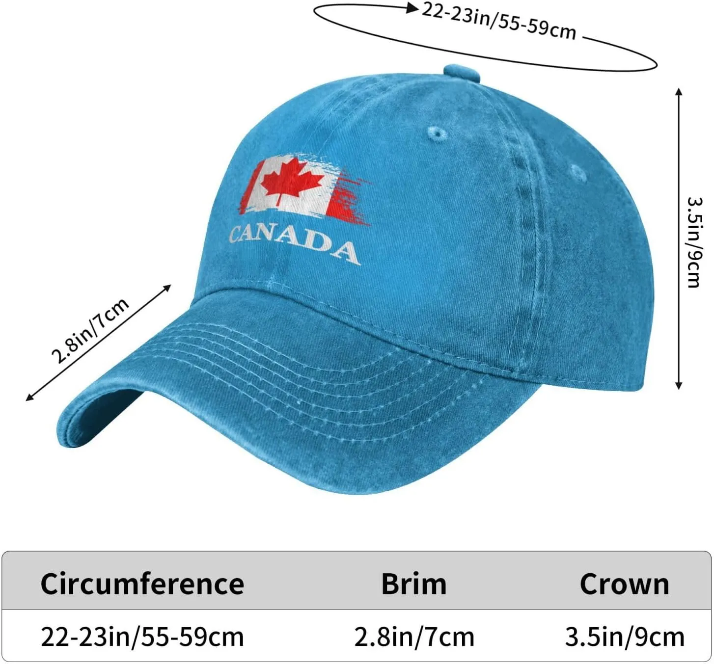 Personalized Brush Canadians Canada Flag Baseball Cap for Men Women Denim Twill Dad Hat Classic Hats