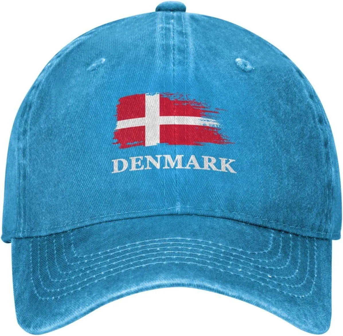Personalized Brush Danish Denmark Flag Baseball Cap for Men Women Denim Twill Dad Hat Classic Hats